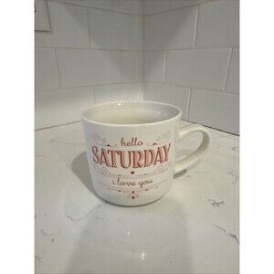 Hello Saturday I Love You Pink Opalhouse Stoneware 16 oz Coffee Mug from Target